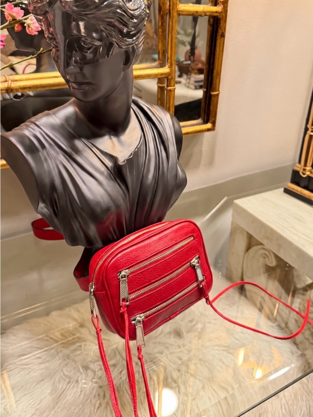 Rebecca Minkoff EUC Red Bum Bag with Silver Hardware and fringe